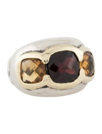 Pre-owned David Yurman Garnet And Citrine Renaissance Ring In Multi