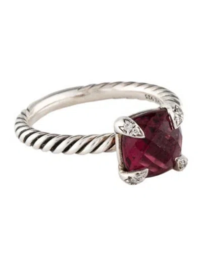 Pre-owned David Yurman Garnet & Diamond Chatelaine Ring In Multi
