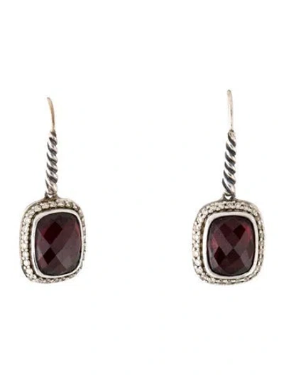 Pre-owned David Yurman Garnet & Diamond Noblesse Drop Earrings In Multi