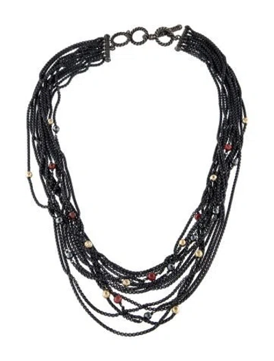 Pre-owned David Yurman Garnet & Hematite Multistrand Necklace, 18.5"