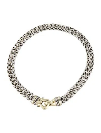 Pre-owned David Yurman Garnet Buckle Wheat Chain Double Strand Necklace, 16" In Multi