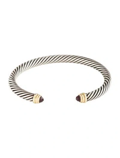 Pre-owned David Yurman Garnet Classic Cable Bracelet, 6" In Multi
