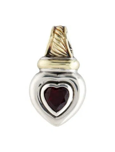 Pre-owned David Yurman Garnet Heart Enhancer Pendant In Multi