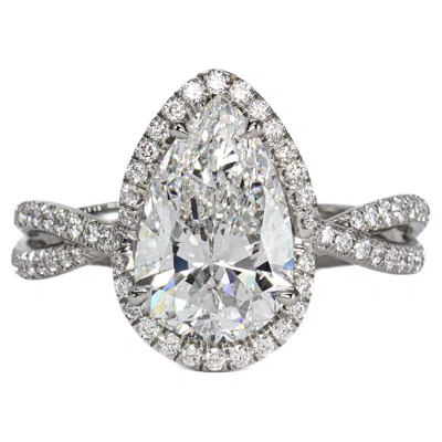 Pre-owned David Yurman Gia 2.53 Carat E Si1 Pear Diamond Infinity Solitaire Ring In Multi