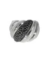 David Yurman Hampton Cable Ring With Black Diamonds In Sterling Silver 0.84 Ctw In Silver