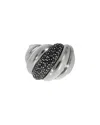 David Yurman Hampton Cable Ring With Black Diamonds In Sterling Silver 0.84 Ctw In Metallic