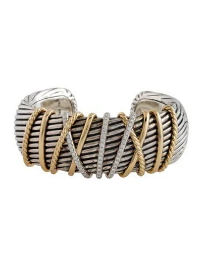 Pre-owned David Yurman Helena Cuff Bracelet, 5.5" In Multi