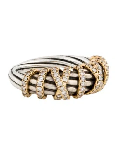 Pre-owned David Yurman Helena Diamond Cable Ring In Multi