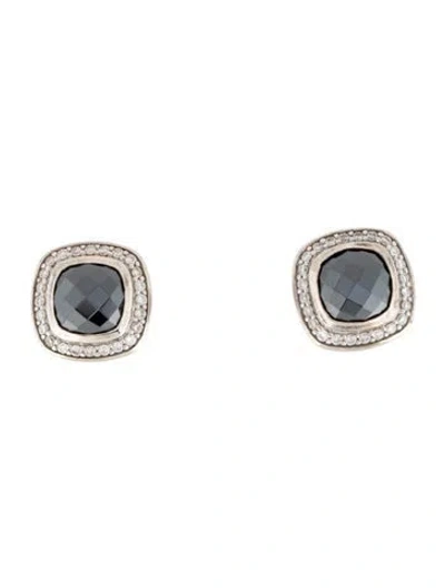 Pre-owned David Yurman Hematine & Diamond Albion Studs In Multi