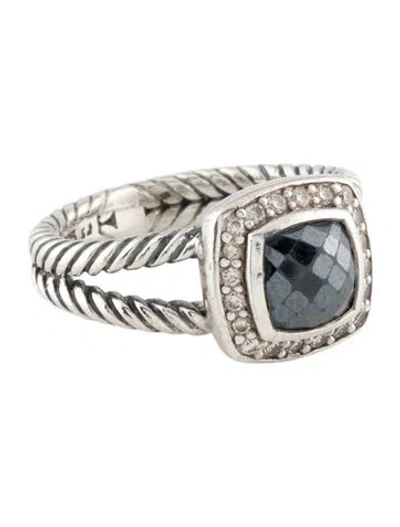 Pre-owned David Yurman Hematine & Diamond Petite Albion Ring In Multicolor
