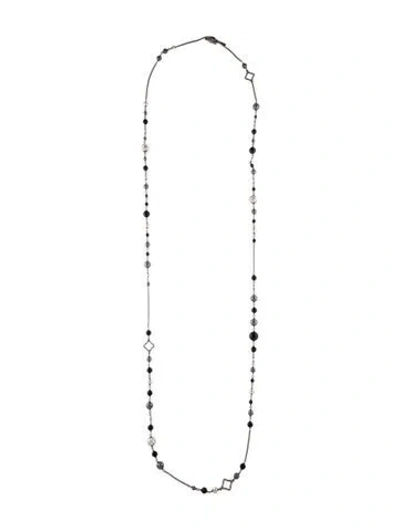 Pre-owned David Yurman Hematine & Onyx Spiritual Bead Necklace, 47" In Gray
