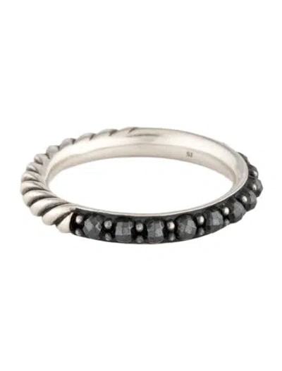 Pre-owned David Yurman Hematine Cable Berries Band In Black