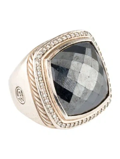 Pre-owned David Yurman Hematite & Diamond Albion Ring In Multi
