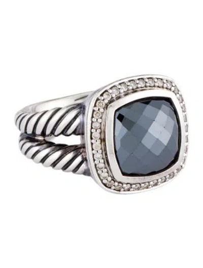 Pre-owned David Yurman Hematite & Diamond Albion Ring In Multi