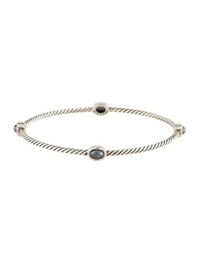 Pre-owned David Yurman Hematite Color Classics Station Bangle, 8" In Multi