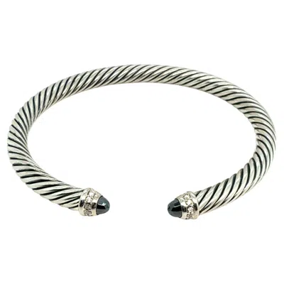 Pre-owned David Yurman Hematite Cuff Bracelet Sterling Silver 5 Mm Estate In Multi