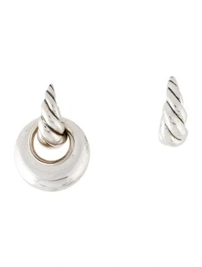 Pre-owned David Yurman Huggie Hoop Earrings In Multi