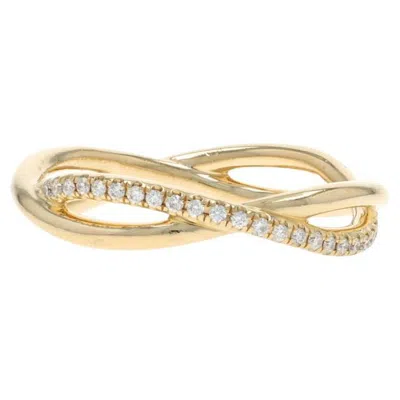 Pre-owned David Yurman Infinity Band Diamond Band - Yellow Gold 18k Round .19ctw Ring