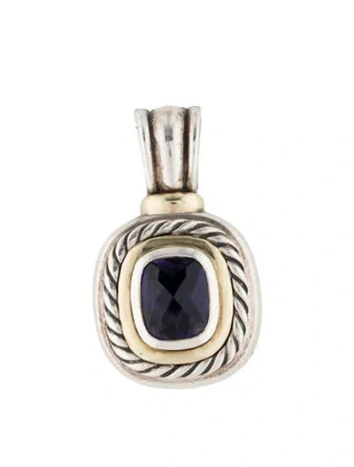 Pre-owned David Yurman Iolite Albion Enhancer Pendant, 1.5" In Multi