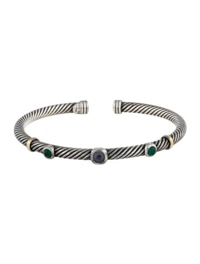 Pre-owned David Yurman Iolite & Dyed Chalcedony Renaissance Cuff Bracelet, 6.5" In Multi