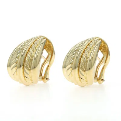Pre-owned David Yurman J-hoop Earrings - Yellow Gold 18k Tapered Pierced