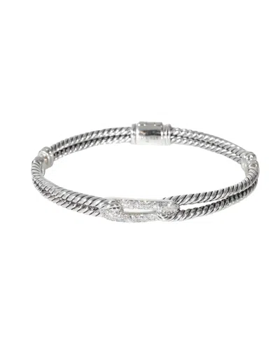 David Yurman Labyrinth Mini Loop Diamond Bracelet In Sterling Silver 0.27 Ctw
