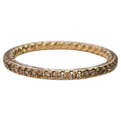 Pre-owned David Yurman Ladies Eden Eternity 18k Rose Gold Pave Diamond Wedding Band In Red