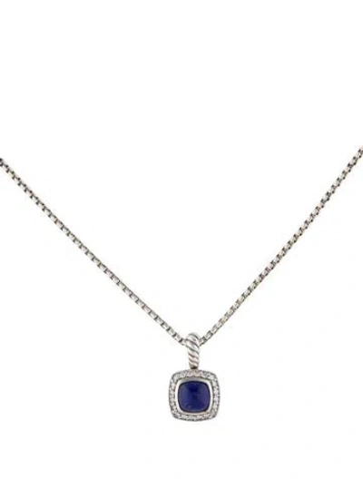 Pre-owned David Yurman Lapis Lazuli & Diamond Petite Albion Pendant Necklace, 17.25" In Multi