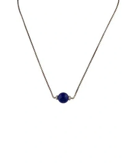 Pre-owned David Yurman Lapis Lazuli & Diamond Solari Pendant Necklace, 17" In Multi