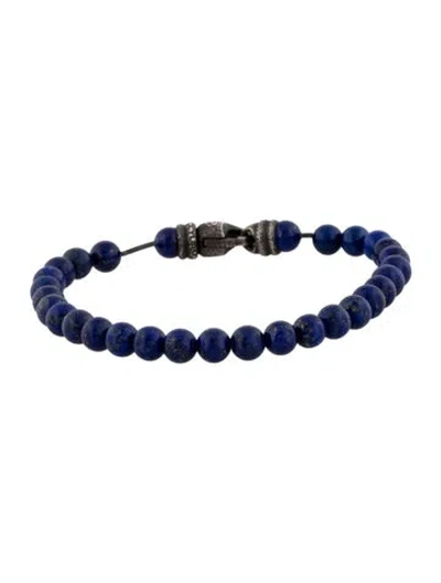 Pre-owned David Yurman Lapis Lazuli Bead Strand Bracelet, 7.5" In Multicolor
