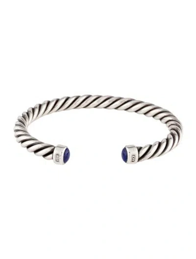 Pre-owned David Yurman Lapis Lazuli Cable Cuff, 7" In Multicolor