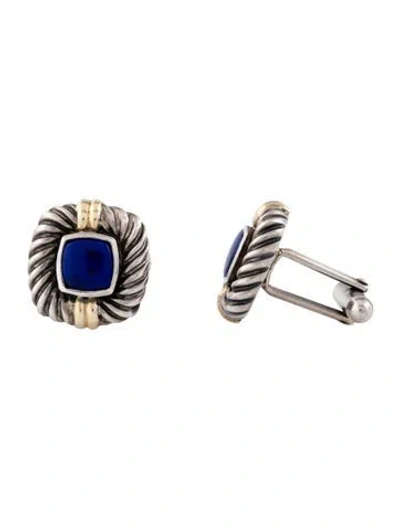 Pre-owned David Yurman Lapis Lazuli Cable Cufflinks In Multicolor