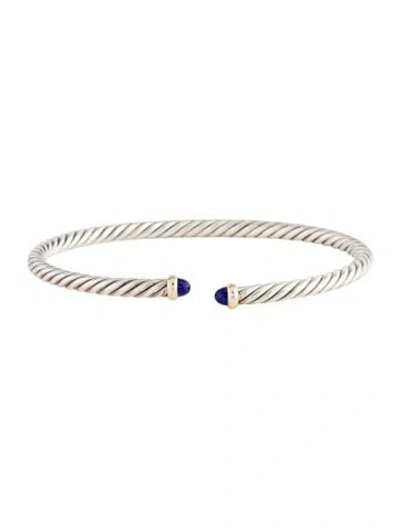 Pre-owned David Yurman Lapis Lazuli Cable Flex Bangle Bracelet, 7.25" In Multi