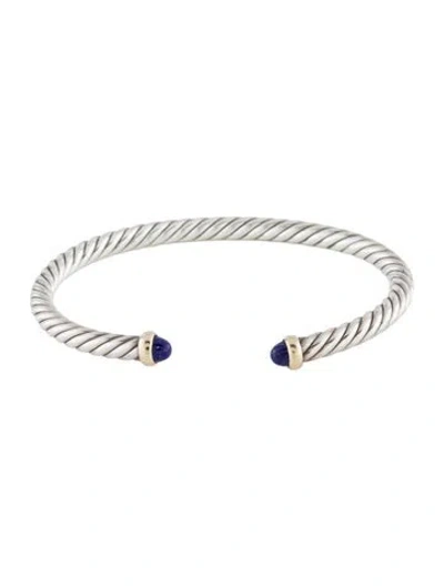 Pre-owned David Yurman Lapis Lazuli Cable Flex Bracelet, 6" In Multi