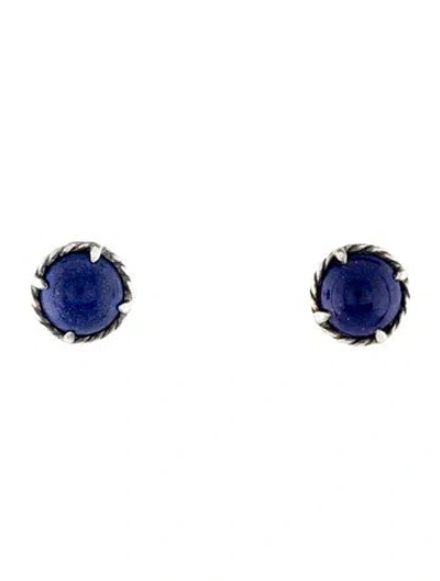 Pre-owned David Yurman Lapis Lazuli Petite Chatelaine Stud Earrings In Multi