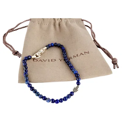 Pre-owned David Yurman Lapis Spiritual Bead Bracelet Silver Hamsa In Multi