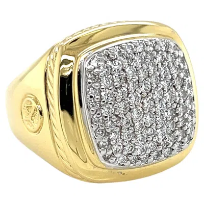 Pre-owned David Yurman Large Albion 18k Yellow Gold Diamond Ring Size 8