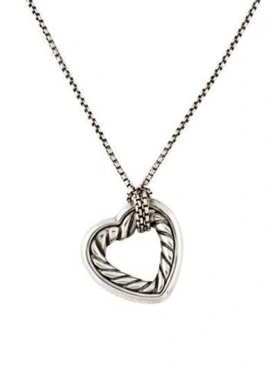 Pre-owned David Yurman Large Cable Heart Pendant Necklace, 16" In Multi