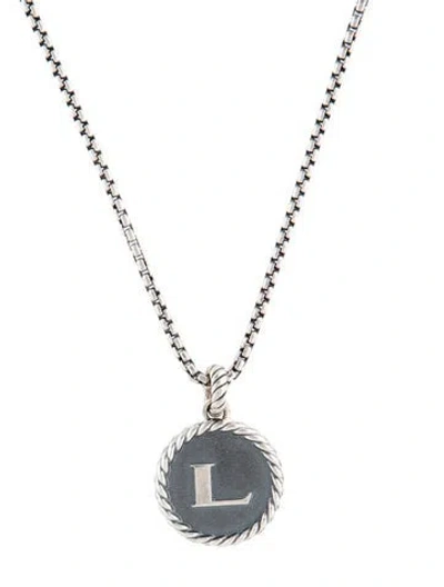 Pre-owned David Yurman Large Initial "l" Pendant Necklace, 17.75" In Multi