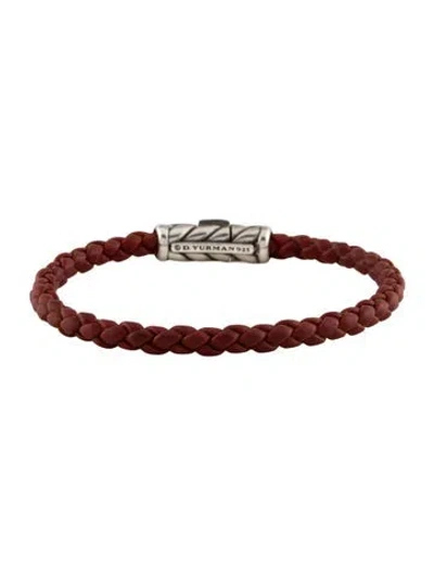 Pre-owned David Yurman Leather Bracelet In Red