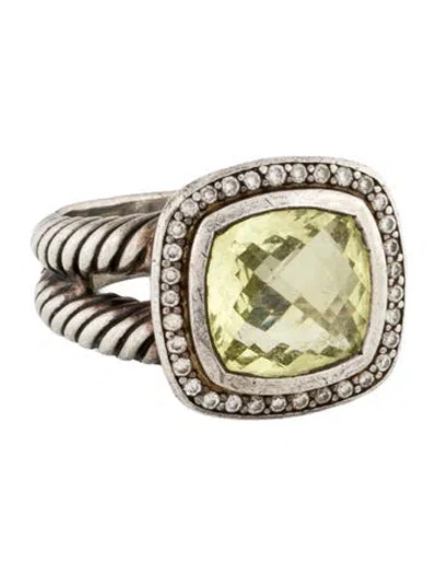 Pre-owned David Yurman Lemon Quartz & Diamond Albion Ring In Multi