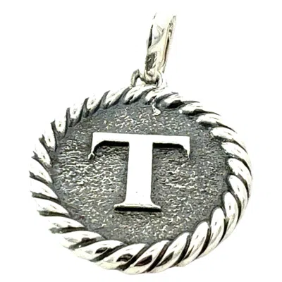 Pre-owned David Yurman Letter T Amulet Sterling Silver Estate In Multi