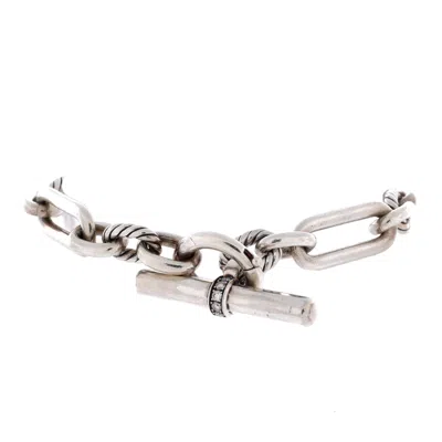 David Yurman Lexington Chain Bracelet Sterling Silver With Diamonds 9.8mm In Green