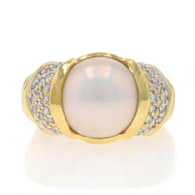Pre-owned David Yurman Mabe Pearl & Diamond Ring - Yellow Gold 18k .60ctw