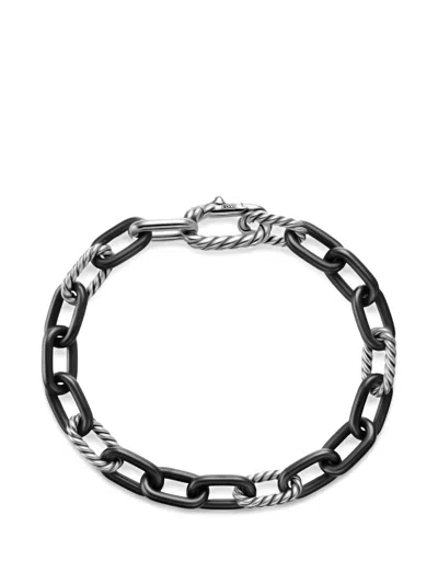 David Yurman Madison® Chain Bracelet In Black Titanium With Sterling Silver, 8.5mm In Metallic