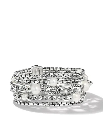 David Yurman Women's Dy Madison Pearl Multi Row Chain Bracelet In Sterling Silver