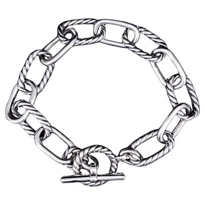 Pre-owned David Yurman Madison Toggle Chain Bracelet In Sterling Silver 7" In Multi