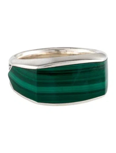 Pre-owned David Yurman Malachite Narrow Three-sided Ring In Multi