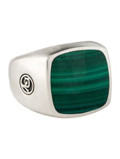 Pre-owned David Yurman Malachite Signet Ring In Multi