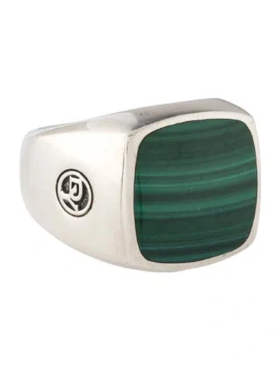 Pre-owned David Yurman Malachite Signet Ring In Multicolor
